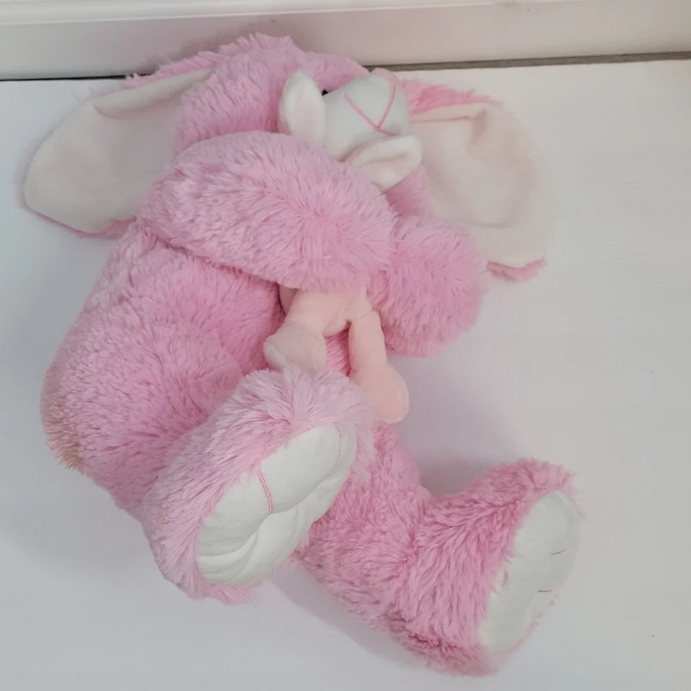 GOFFA Pink Mother Bunny with Baby Bunny Plush Toy